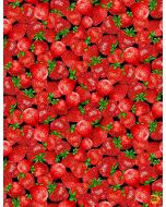 Strawberry Fields: Packed Strawberries -- Timeless Treasures Fabrics Fruit-c1046 black