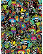 Sugar Skulls: Packed Day of the Dead Skeletons  - Timeless Treasures Fabrics fun-c1207 black