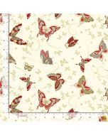 Kyoto Garden: Metallic Asian Butterflies Cream -- Timeless Treasures Fabrics kyoto-cm1668 cream 