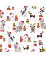 Yappy Christmas: Dogs White -- Makower UK tp-2365-q - 35" remaining