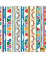 Rainbow Dino: Dino Mix Stripe -- Michael Miller Fabrics dc10043-mult-d