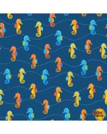 Under the Sea: Sea Ya Later Seahorse Blue -- Michael Miller Fabrics dc9561-blue-d