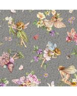 Songs of the Flower Fairies: The Dancing Flower Fairies Gray -- Michael Miller Fabrics ddc9272-gray-d