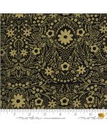 Dwell in Possibility: Full Bloom Night Gold (Metallic) -- Moda Fabrics 48312-33m - 2 yards 17" remaining