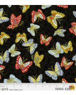 NIWA: Butterflies Black (Metallic) -- P&B Textiles 4386k
