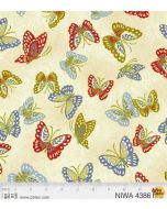 NIWA: Butterflies Cream (Metallic) -- P&B Textiles 4386mu