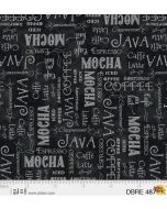 Deja Brew: Coffee Words Black -- P&B Textiles 4871k