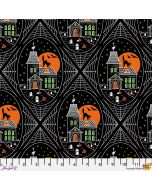Scaredy Cat: Haunted House Black  -- Free Spirit Fabrics pwrh026.black 