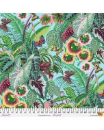 Treasure Island: Tropical Leaves Butterflies Aqua -- Free Spirit Fabrics pwsl105.aqua
