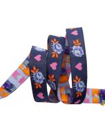 Curiouser & Curiouser by Tula Pink Ribbons: Painted Roses Navy 5/8" -- Renaissance Ribbons TK-71/16mm col1 