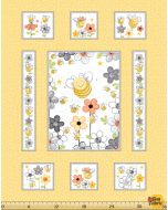 Sweet Bees: Bees Floral Quilt Panel (1 yard) -- Susy Bee 20360-310 