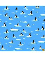 Burr the Polar Bear:  Penguins Sky Blue -- Susy Bee Textiles 20398-725 