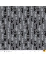 Spooky Hollow Cats Charcoal (Silver Sparkle) - Riley Blake Designs sc10573-charcoal