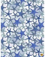 Ocean Blue: Starfish -- Timeless Treasures Fabrics Thomas-cd1299 blue