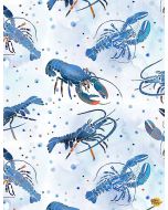 Ocean Blue: Lobsters -- Timeless Treasures Fabrics Thomas-cd1301 white