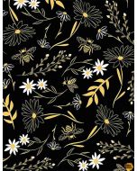 Save The Bees: Bee Large Floral Black -- Timeless Treasures bee-c8125 black - 2 yards 33" remaining