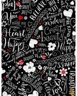 You Make My Heart Happy: Happy Words Scribbles -- Timeless Treasures gail-c7741 black 