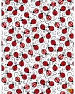 You Make My Heart Happy: Little Red Ladybugs -- Timeless Treasures gail-c7744 white 