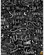 Silent Night: Silent Night Chalk Words -- Timeless Treasures Fabrics gail-c8465 black