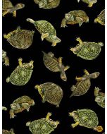 Backyard Wildlife: Realistic Box Turtles  -- Timeless Treasures -- gm-c1175 black