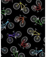Summer Sports Move Your Body: Tossed Colorful Bicycles -- Timeless Treasures Fabrics gm-c8772 black