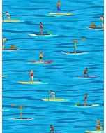 Summer Sports: People Paddle Boarding Water Paddling -- Timeless Treasures Fabrics GM-c8773 blue