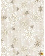 Holiday: Stamped Snowflakes on Wood -- Timeless Treasures Fabrics holiday-c8660 natural