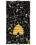 Save The Bees: Save the Bees Panel (2/3 yard) -- Timeless Treasures panel-c8121 black