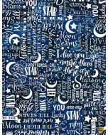 I Love You to the Moon and Back: Stars Text White -- Timeless Treasures star-c8352 white