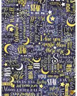 I Love You to the Moon and Back: Stars Text Yellow -- Timeless Treasures star-c8352 yellow