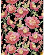 Pink Garden: Packed Floral Black -- Wilmington Prints 86470-937 -- 2 yards 1" + FQ remaining