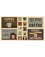 YAY! Coffee! Placemat / Mug Rug Panel (2/3 yard) -- Clothworks Textiles y3655-64
