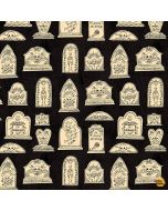 Boo! Gravestones -- Dear Stella Fabrics stella-dfg2461 black