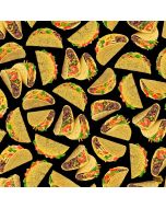 Comfort Food Delicious Hard Shell Tacos -- Timeless Treasures Fabric food-cd2216 black