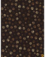 Dogs Rule Happiness has Paws: Paw Print Mud -- Timeless Treasures Fabric paw-c1846 mud