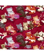 Cat: Scaredy Cats - Timeless Treasures Fabrics cat-cd8141 wine 