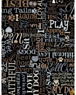 Dogs Rule Happiness Has Paws: Dog Text -- Timeless Treasures Fabric dog-cd8554 black