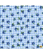 Summer Picnic: Blueberries Gingham - Timeless Treasures Fabric Fruit-cd1750 sky