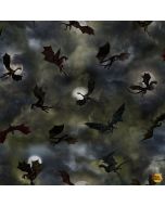Dragon's Lair: Dragon Silhouettes & Moons -- Timeless Treasures Fabrics fun-cd3066 grey 