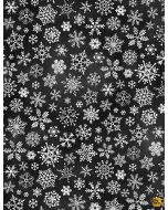 Gnome for the Holidays: Chalkboard Snowflakes -- Timeless Treasures gail-cd1483 black 