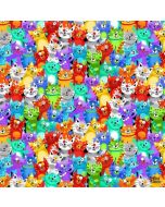 Cat: Live Love Meow: Packed Rainbow Cats - Timeless Treasures Fabric gail-cd3336 multi 