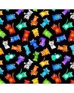 Cat: Live Love Meow: Tossed Rainbow Cats - Timeless Treasures Fabric gail-cd3338 Brite 