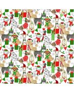 Dogs Rule Happy Howlidays: Holiday Dogs with Presents -- Timeless Treasures Fabrics holiday-cd1953 white