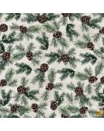 Welcome Winter: Pine Needles & Pinecones - Timeless Treasures Fabrics Katie-cd4264 cream - presale July
