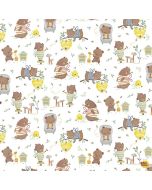 Honey Bear: Bears & Bees Scenic - Timeless Treasures Fabric kidz-cd3487 white