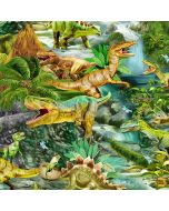 Dino Roars: Dinosaurs Waterfall -- Timeless Treasures Fabrics Michael-CD2408 multi