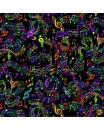 Painted Guitar: Multi Music Notes - Timeless Treasures Fabric music-cd3675 multi