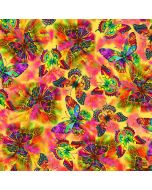 Nature's Glow Butterfly Garden: Flying Electric Butterflies -- Timeless Treasures Fabrics nature-cd2153 electric