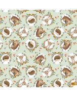 Into The Woods: Forest Animals Foliage Head -- Timeless Treasures Fabrics nature-cd2259 sage 