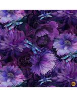 Dragonfly Mist: Wide Floral with Dragonflies - Timeless Treasures Fabric nature-cd3892 purple